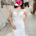 Luxury heavy beaded mermaid bridal gown with a detachable train wedding dress